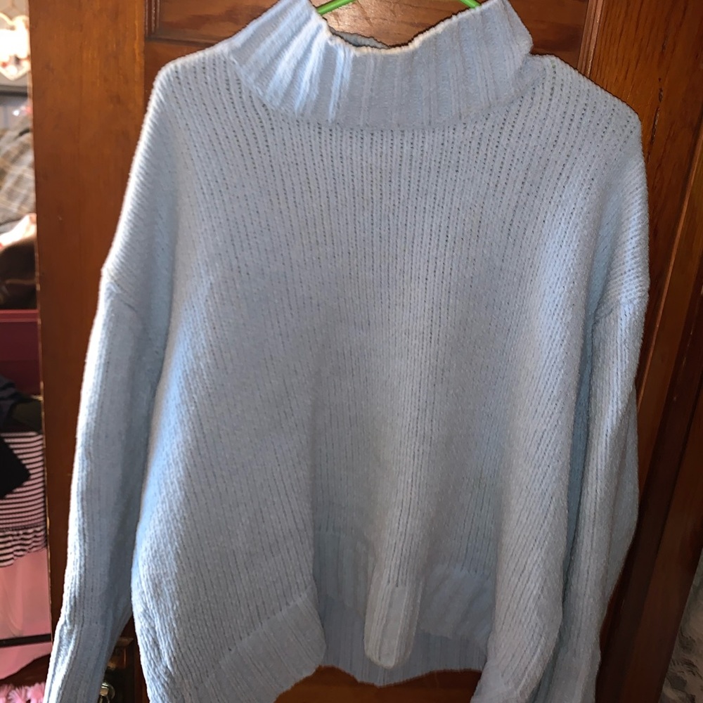 Light blue mock neck sweater